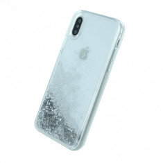 Husa iPhone X/Xs Guess Liquid Glitter Argintiu foto