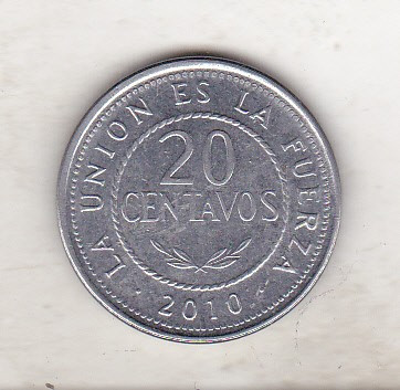 bnk mnd Bolivia 20 centavos 2010 foto