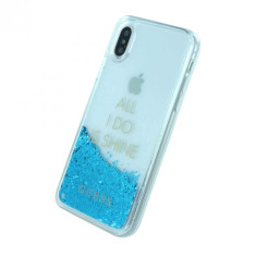 Husa iPhone X/Xs Guess Liquid Glitter &amp;amp;quot;ALL I DO IS SHINE&amp;amp;quot; Albastru foto