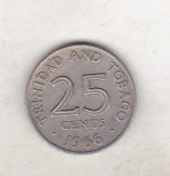 Bnk mnd Trinidad Tobago 25 centi 1966, America Centrala si de Sud