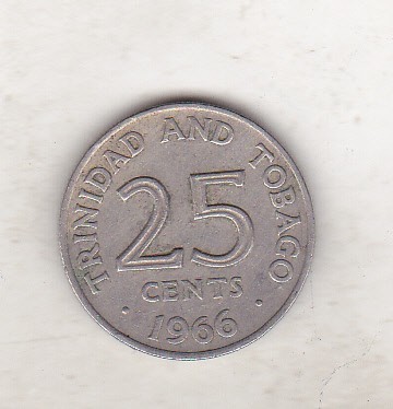 bnk mnd Trinidad Tobago 25 centi 1966 foto