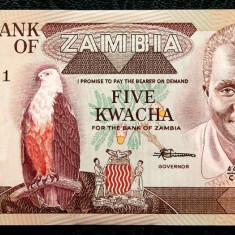 ZAMBIA 5 KWACHA 1980 - 1988 UNC necirculata **