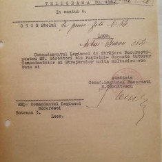 Comandamentul Legiunii de Strajerie Bucuresti, semnat olograf. I. Cernătescu