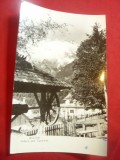 Ilustrata - Busteni - Vedere spre Caraiman , cu fantana -circulat 1961