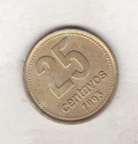 Bnk mnd Argentina 25 centavos 1993 vf, America Centrala si de Sud