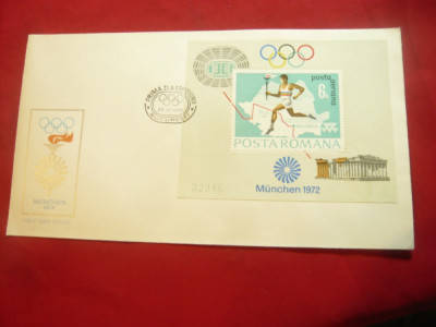 Plic FDC - Olimpiada Munchen 1972 Romania Colita foto