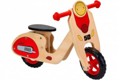 Bicicleta Fara Pedale Din Lemn Globo Legnoland 37723 Pentru Copii Model Retro Scooter foto