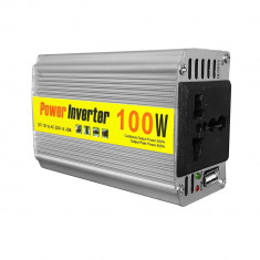 Invertor de tensiune, 12V - 220V AC, 100W, cu USB - 176946 foto