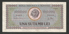 ROMANIA 100000 100.000 LEI 25 ianuarie 1947 [1] BNR Vertical , P-59a - XF foto