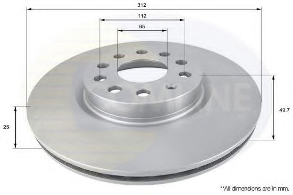 Disc frana AUDI A3 (8V1) (2012 - 2016) COMLINE ADC1449V foto mare Disc frana AUDI A3 (8V1) (2012 - 2016) COMLINE ADC1449V foto mare
