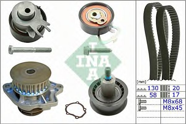 Set pompa apa + curea dintata VW POLO (6R, 6C) (2009 - 2016) INA 530 0538 30 Set pompa apa + curea dintata VW POLO (6R, 6C) (2009 - 2016) INA 530 0538 30