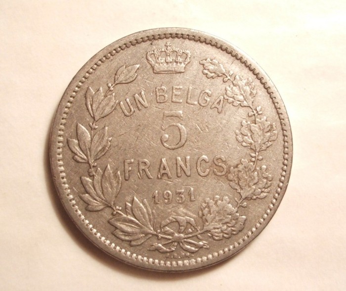 BELGIA 5 FRANCI 1931/ VARIANTA FRANCEZA