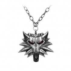 Pandantiv Medalion Lantisor The Witcher 3 Wolf Red Eye foto