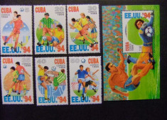 Cuba, fotbal, CM din SUA, serie si bloc, 1994, MNH foto