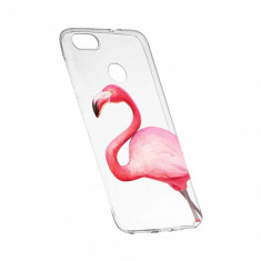 Husa Silicon, Transparent, Slim, Flamingo, Huawei Honor 9 Lite foto