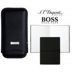 Set Etui 3 Trabucuri S.T.Dupont si Note Pad Black Hugo Boss foto