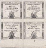 Coală de 4x 1793 (23 V), 10 sols (P-A68b) - Franța - stare XF+! (CRC: 56%)