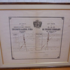 ROMANIA 1855 Principatul Moldova pasaport original inramat Grigore Alex. Ghika