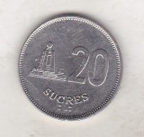 Bnk mnd Ecuador 20 sucres 1991 unc, America Centrala si de Sud