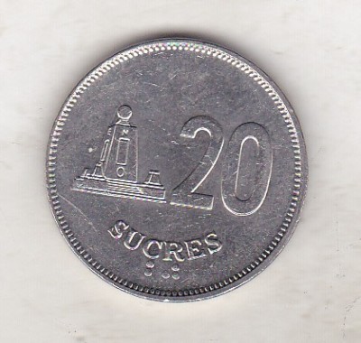 bnk mnd Ecuador 20 sucres 1991 unc foto