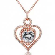 Colier Borealy Argint 925 Simulated Diamond Heart Pink Glow foto