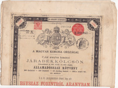Renta de stat 100 forint aur 1881 UNGARIA renta 4 % foto