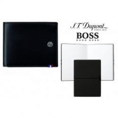 Set Leather Wallet Bank Note Black S.T. Dupont si Note Pad Black Hugo Boss foto