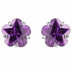 Cercei Borealy Sapphire Studs Flower Cut Purple foto