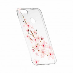 Husa Silicon, Transparent, Slim, Spring Flower, Huawei Honor 9 Lite foto