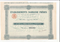 Darrasse Freres Actiune 2500 franci anii 1920 Franta bancar? foto