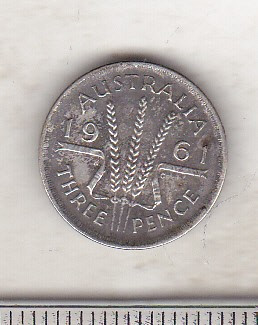 bnk mnd Australia 3 pence 1961 argint