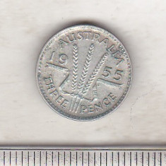 bnk mnd Australia 3 pence 1955 argint