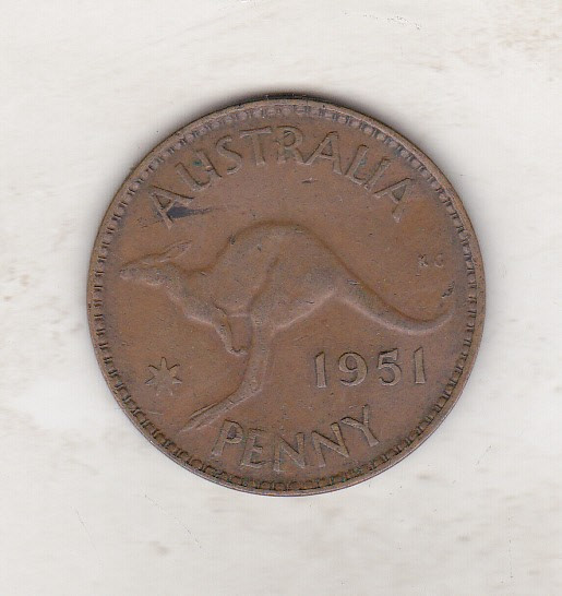 bnk mnd Australia 1 penny 1951 , cangur