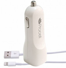 Incarcator Procell Auto iPhone 6/5S Lightning Dual USB 2.1A (cablu MFI) foto