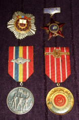 4 Medalii comuniste 1968-1974, 50 ani PCR, Eliberare RSR 30, Fruntas intrecere foto