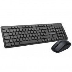 Kit Wireless Tastatura + Mouse Delux KA150G, Qwerty, USB, 12 Taste multimedia, Design Water-Proof, 1000 dpi, Negru, 2.4G foto