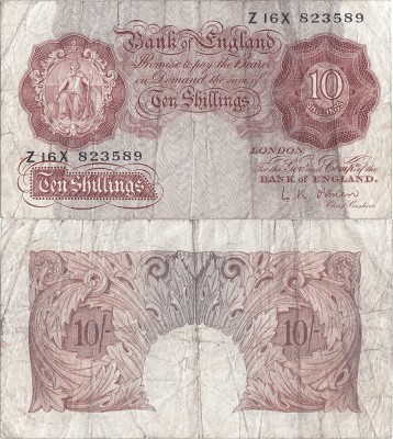 1955, 10 shillings (P-368c) - Regatul Unit al Marii Britanii foto