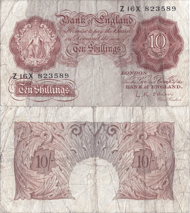 1955, 10 shillings (P-368c) - Regatul Unit al Marii Britanii