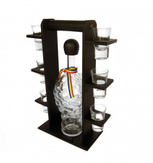 Minibar vertical din lemn cu sticla strugure si paharute CDT-50S-OSH foto