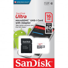 SanDisk Ultra microSDHC UHS-I Card, cu adaptor, 16GB foto