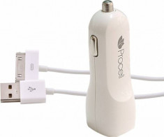 Incarcator Procell Auto Dual USB 2.1A cu cablu iPhone 4/4S foto