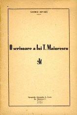 George Juvara - O scrisoare a lui Titu Maiorescu 1942 Iasi foto