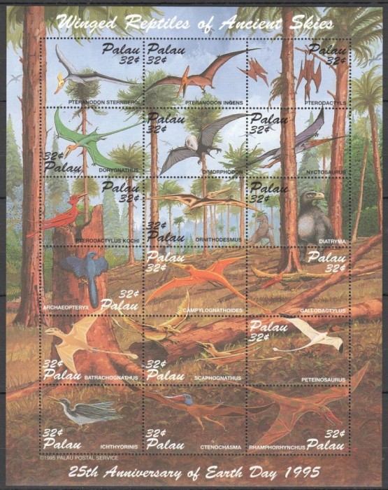 PALAU 1995 ANIMALE PREISTORICE DINOZAURI