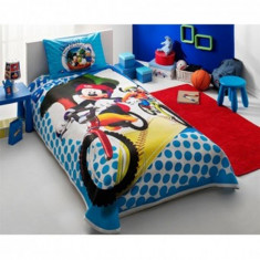 Set Lenjerie de Pat Copii cu Fete de Perna 50x70cm Mickey Mouse Goofy TAC Disney Bumbac Natural foto