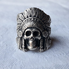 INEL argint VOLSTEAD ANGLIA rar CAP INDIAN APACHE SKULL de colectie RAR splendid