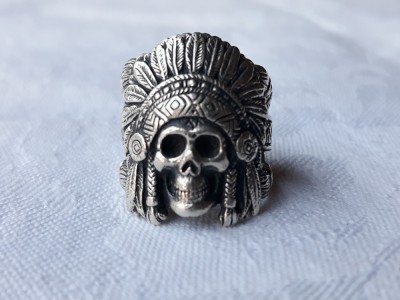 INEL argint VOLSTEAD ANGLIA rar CAP INDIAN APACHE SKULL de colectie RAR splendid foto