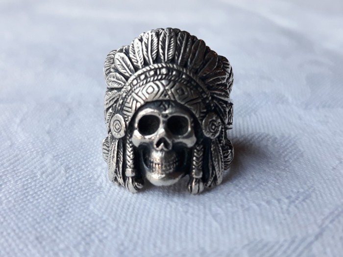 INEL argint VOLSTEAD ANGLIA rar CAP INDIAN APACHE SKULL de colectie RAR splendid