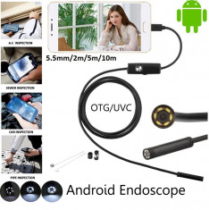 Camera endoscop sarpe, Inspectie, Android si PC, 6 Leduri, 10 m x 5.5 mm foto