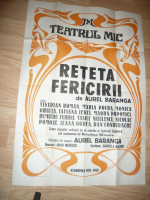 Afis al Teatrului Mic -Piesa- Reteta Fericirii -de A.Baranga ,1977 foto