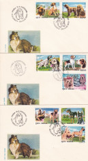 ROMANIA 1990 LP 1239 EXPOZITIA MONDIALA CANINA BRNO&amp;#039;90 SERIE FDC foto